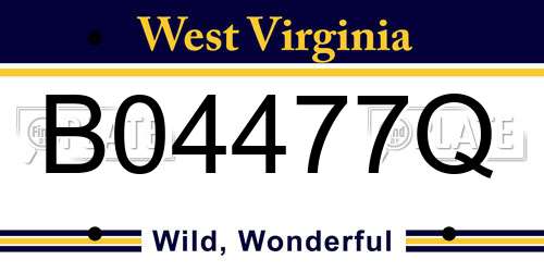 B04477Q West Virginia License Plate