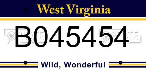 B045454 West Virginia License Plate