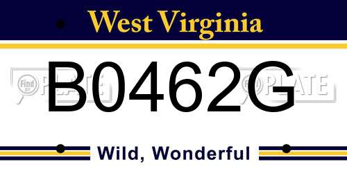 B0462G West Virginia License Plate