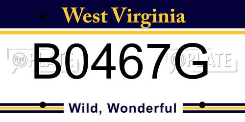 B0467G West Virginia License Plate