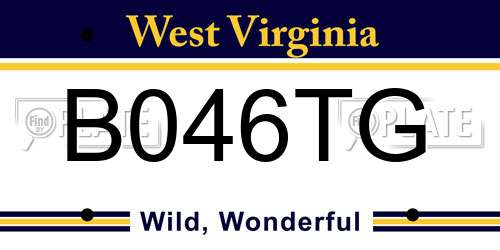 B046TG West Virginia License Plate