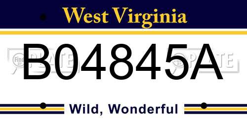 B04845A West Virginia License Plate