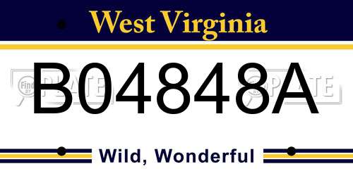 B04848A West Virginia License Plate