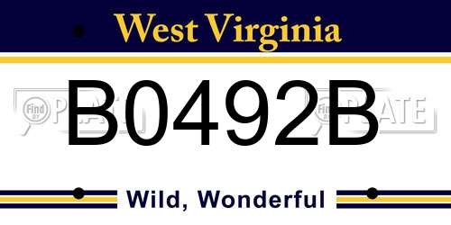 B0492B West Virginia License Plate