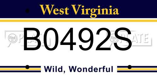 B0492S West Virginia License Plate
