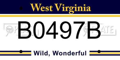 B0497B West Virginia License Plate
