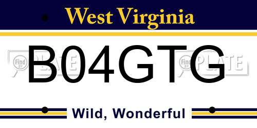 B04GTG West Virginia License Plate