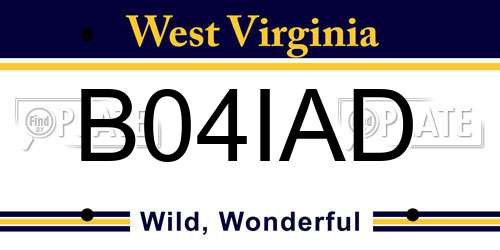 B04IAD West Virginia License Plate