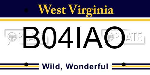 B04IAO West Virginia License Plate