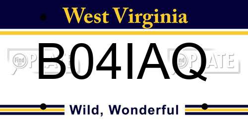 B04IAQ West Virginia License Plate