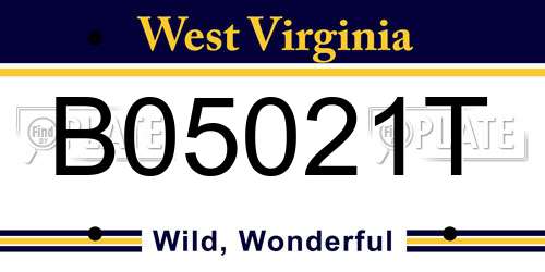 B05021T West Virginia License Plate