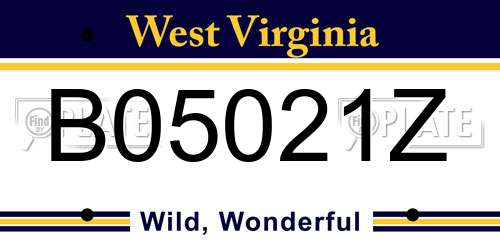 B05021Z West Virginia License Plate