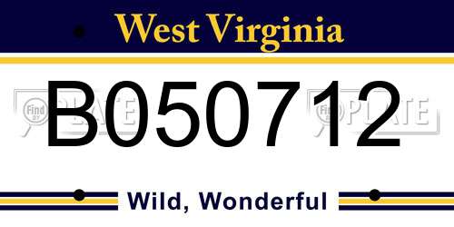 B050712 West Virginia License Plate