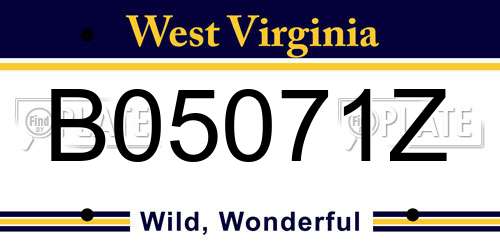 B05071Z West Virginia License Plate