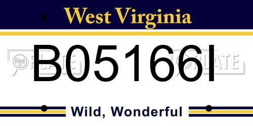 B05166I West Virginia License Plate