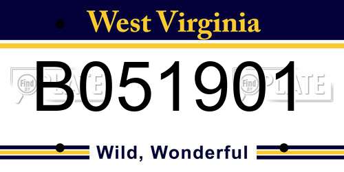 B051901 West Virginia License Plate