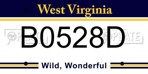 B0528D West Virginia License Plate