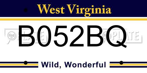 B052BQ West Virginia License Plate