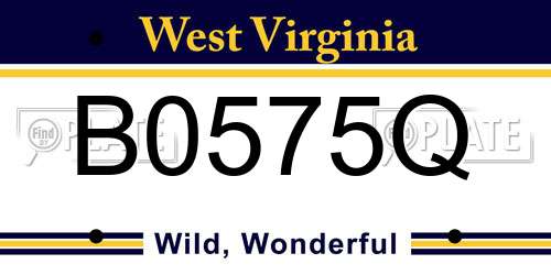 B0575Q West Virginia License Plate
