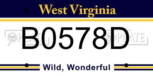 B0578D West Virginia License Plate