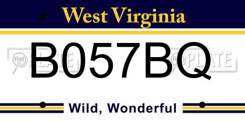 B057BQ West Virginia License Plate