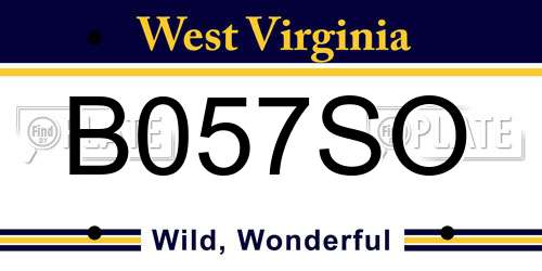 B057SO West Virginia License Plate