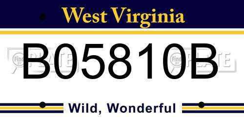 B05810B West Virginia License Plate