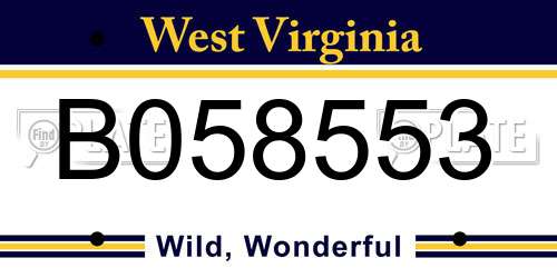 B058553 West Virginia License Plate