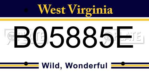B05885E West Virginia License Plate