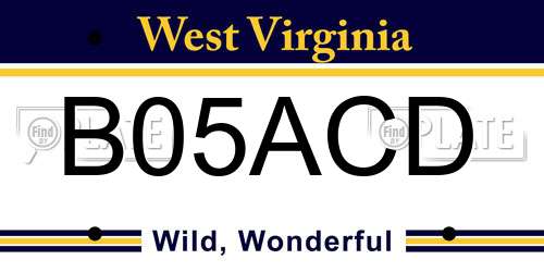 B05ACD West Virginia License Plate