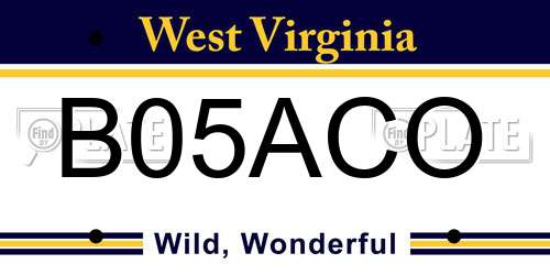 B05ACO West Virginia License Plate