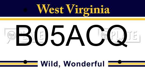 B05ACQ West Virginia License Plate