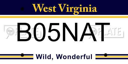 B05NAT West Virginia License Plate