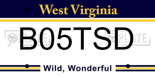 B05TSD West Virginia License Plate
