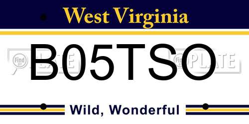 B05TSO West Virginia License Plate