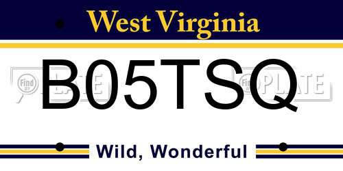 B05TSQ West Virginia License Plate