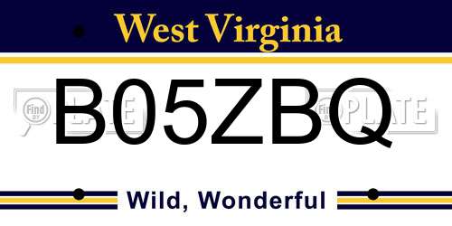 B05ZBQ West Virginia License Plate