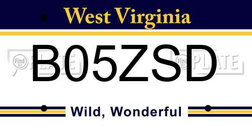 B05ZSD West Virginia License Plate
