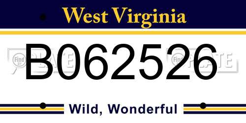 B062526 West Virginia License Plate