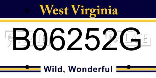 B06252G West Virginia License Plate
