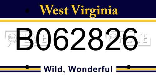 B062826 West Virginia License Plate