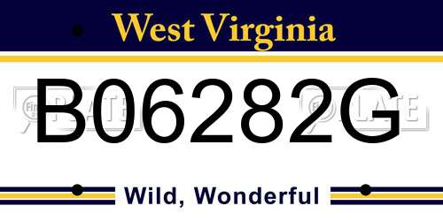 B06282G West Virginia License Plate