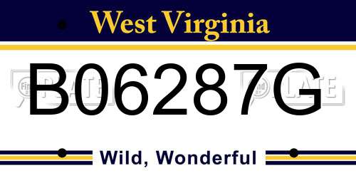 B06287G West Virginia License Plate