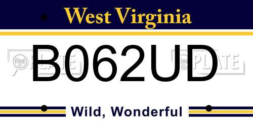 B062UD West Virginia License Plate