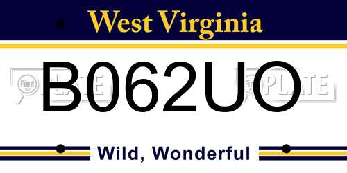 B062UO West Virginia License Plate