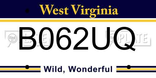B062UQ West Virginia License Plate