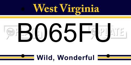 B065FU West Virginia License Plate