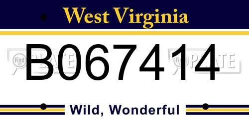 B067414 West Virginia License Plate