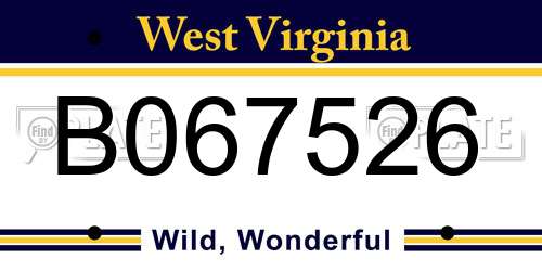 B067526 West Virginia License Plate