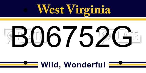 B06752G West Virginia License Plate